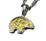 GOLD NUGGET PENDANT BEAR WITH STERLING SILVER
