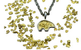 GOLD NUGGET PENDANT BEAR WITH STERLING SILVER