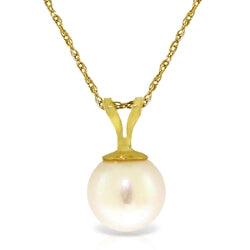 2 Carat 14K Solid Gold Necklace Natural Pearl