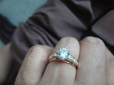 TWJC 14k Yellow Gold Solid Wedding Engagement Ring - Size 9