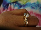 TWJC 14k Yellow Gold Solid Wedding Engagement Ring - Size 9