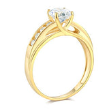TWJC 14k Yellow Gold Solid Wedding Engagement Ring - Size 9
