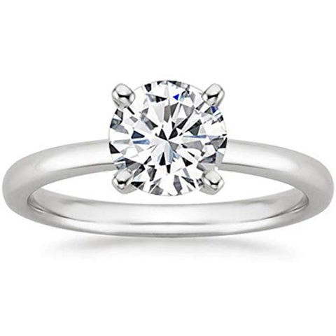 1/2 Carat 14K White Gold 0.50cts Solitaire Natural Diamond Engagement Ring, Band Wedding Ring Certified Hallmarked Anniversary Ring For Women Gift For Her (Color HI, Clarity IJ/I2) (white-gold, 6.5)