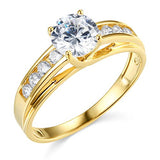 TWJC 14k Yellow Gold Solid Wedding Engagement Ring - Size 9