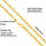 Lifetime Jewelry 6MM Rope Chain, 24K Gold with Inlaid Bronze, Premium Fashion Jewelry, Pendant Necklace Made to Wear Alone or with Pendants, Guaranteed for Life, 18 Inches