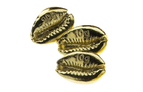 10 g Gold Cowries .999 Bag - 30 g (3 x 10 g) Bag: Total 30g Cowries